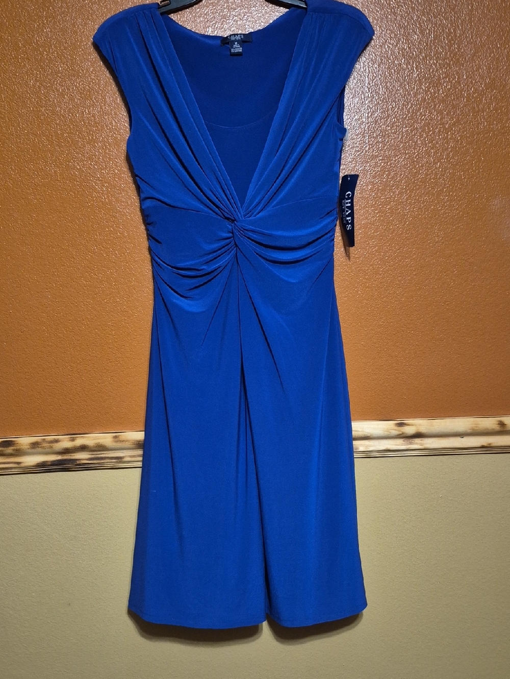 Chaps Navy Blue Twist-Front Sleeveless Dress